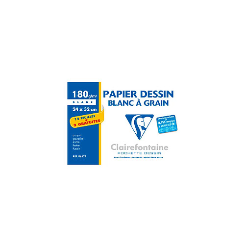 Clairefontaine Papier dessin 'Blanc à Grain', pack promo ()