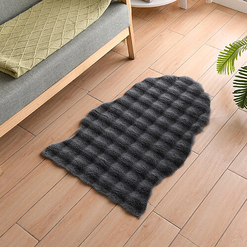 LUUCOZK Tapis moelleux en fausse fourrure tapis à poils longs pour chambre à coucher salon-slip-gris foncé-Irrégulier 60x90cm