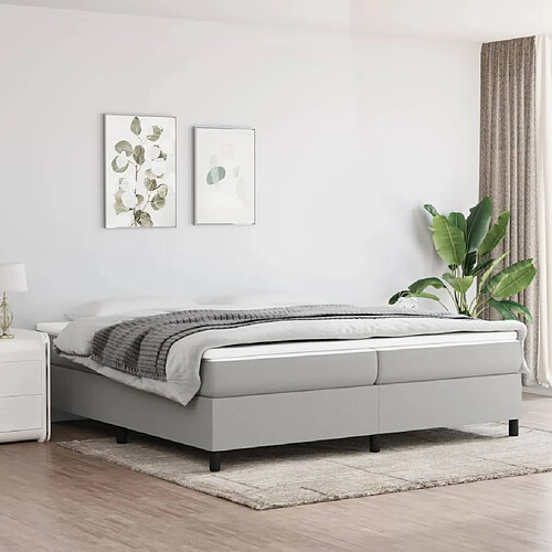 vidaXL Sommier à lattes de lit avec matelas Gris clair 200x200cm Tissu