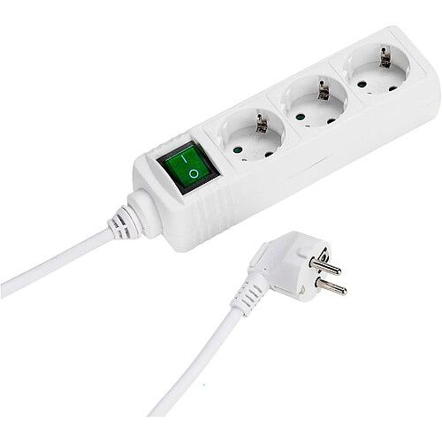 Multiprise Electrique, 3 prises, Interrupteur, Dispositif de Sécurité Enfants, , Blanc, Vivanco, EBLS3W