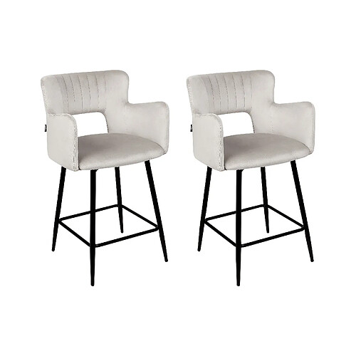 Beliani Tabouret de bar Set de 2 Velours Gris clair SANILAC