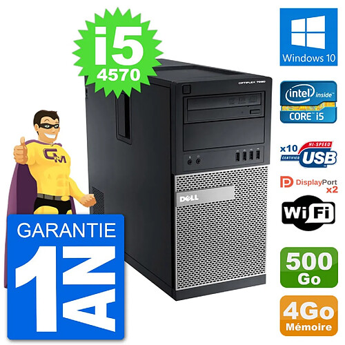 PC Tour Dell 7020 Intel Core i5-4570 RAM 4Go Disque Dur 500Go Windows 10 Wifi · Occasion