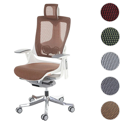 Mendler Fauteuil de bureau MERRYFAIR Wau 2, chaise pitovante, rembourrage / filet, ergonomique ~ marron/orange