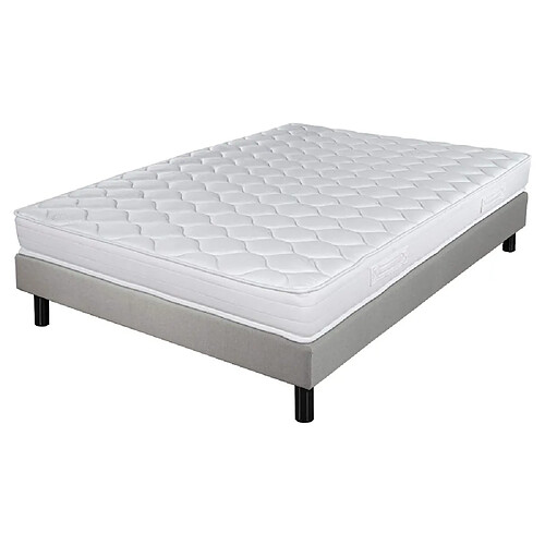 Ebac Matelas et sommier 140x190 Mousse - Newkit - Soutien medium - Sommier démonté - Lin