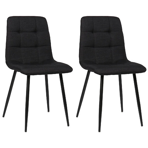 Decoshop26 Lot de 2 chaises de salle à manger en tissu noir pieds métal noir mat style moderne CDS101107