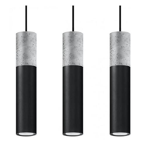 Luminaire Center Suspension Borgio Acier,béton Gris noir 3 ampoules 90cm