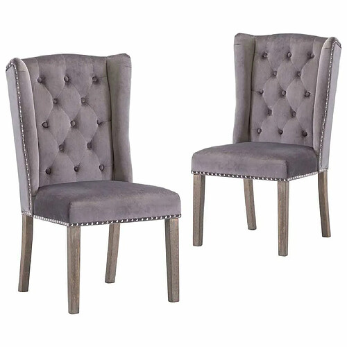 Maison Chic Lot de 2 Chaises à manger modernes,Chaises à dîner gris velours -MN84407