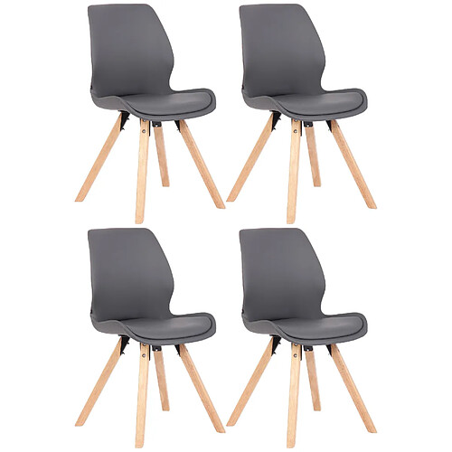 Decoshop26 Lot de 4 chaises de salle à manger design scandinave en PVC gris et pieds en bois clair 10_0001848