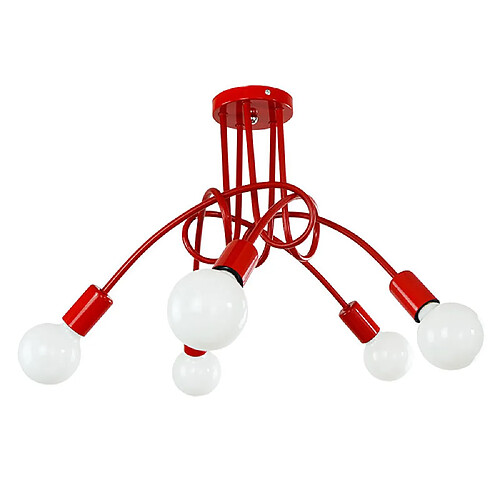 Stoex Luminaire Plafonnier Edison 5 Têtes Metal Fer Industriel Creative Rouge , Lampe de suspension Vintage Luminaire E27 Rétro Salle de Salle à Manger Chambre D'hôtel Accueil Accessoires D'éclairage