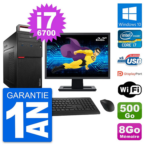 PC Tour Lenovo M700 Ecran 22" Intel i7-6700 RAM 8Go Disque 500Go Windows 10 Wifi · Occasion