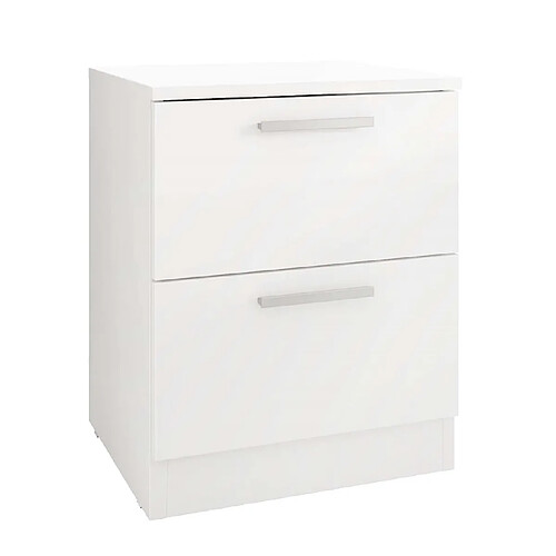 Pegane Table de chevet, table de nuit avec 2 tiroirs coloris Blanc - longueur 38 x profondeur 36 x hauteur 49 cm