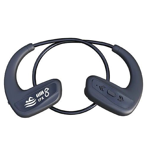 Universal Écouteurs de natation sans fil IPX8 étanche 16 Go lecteur MP3 12 heures lecteur Bluetooth fonctionnant HiFi basses écouteurs | lecteur MP3(Le noir)