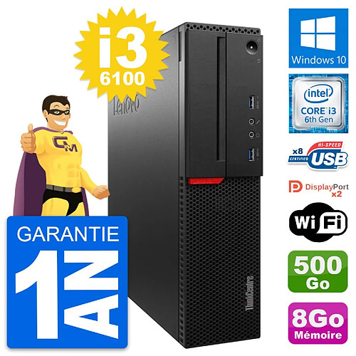 PC Lenovo ThinkCentre M800 SFF Core i3-6100 RAM 8Go Disque 500Go Windows 10 Wifi · Occasion