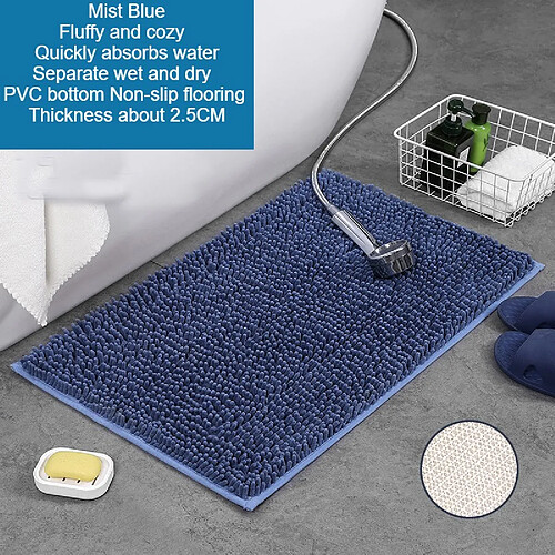 LUUCOZK Tapis de bain antidérapants absorbants à séchage rapide pour salle de bain - AA8761 Bleu brume-50X80CM