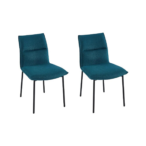 Vente-Unique Lot de 2 chaises en tissu et métal noir - Bleu - ETIVAL