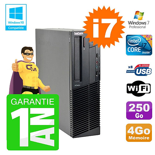 PC Lenovo M91p SFF Intel I7-2600 4Go Disque 250Go Graveur Wifi W7 · Occasion