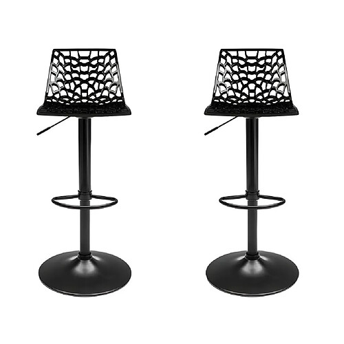 Vente-Unique Lot de 2 Tabourets de bar CLARK - Polypropylène - Noir - Base Noire