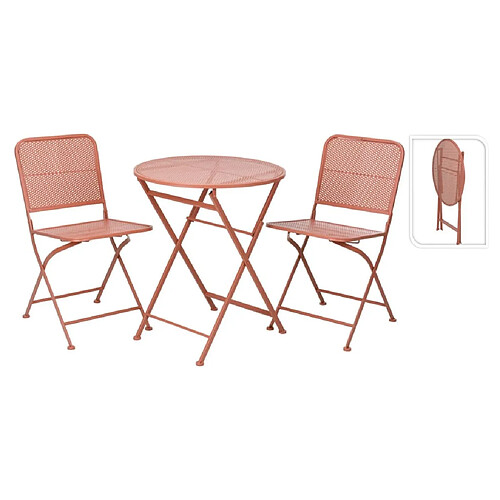 ProGarden Ensemble de bistro de jardin 3 pcs acier mauve rose