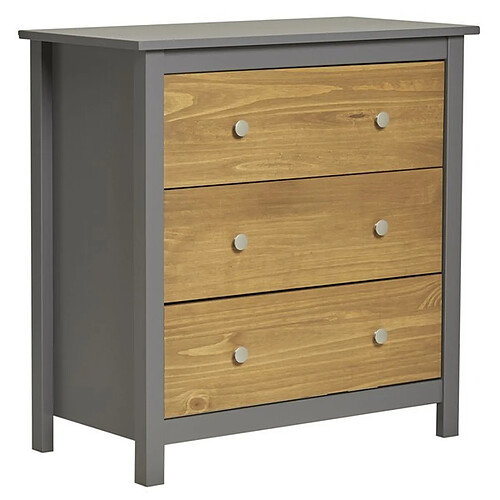 Vs Venta-Stock Commode BONNIE 3 tiroirs Gris/ciré.