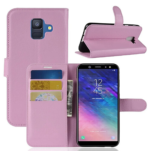 Etui en PU rose pour votre Samsung Galaxy A6 (2018)