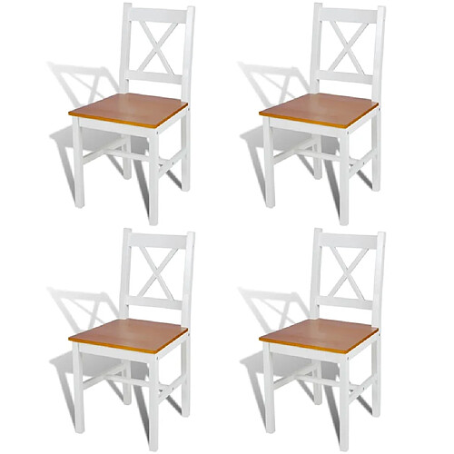 Decoshop26 Lot de 4 chaises de salle à manger cuisine design classique bois de pin blanc CDS021233