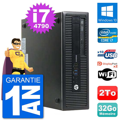 PC HP EliteDesk 800 G1 Core i7-4790 RAM 32Go Disque Dur 2To Windows 10 Wifi · Occasion