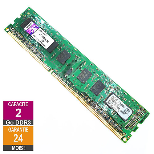 Barrette Mémoire 2Go RAM DDR3 Kingston KFJ9900S/2G DIMM PC3-10600U 1Rx8 · Reconditionné