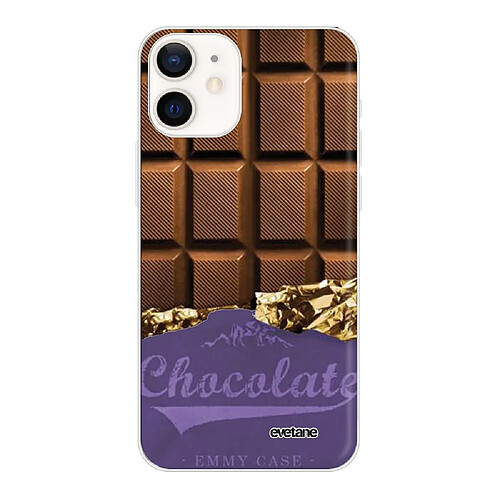 Coque iPhone 12 mini souple transparente Chocolat Motif Ecriture Tendance Evetane