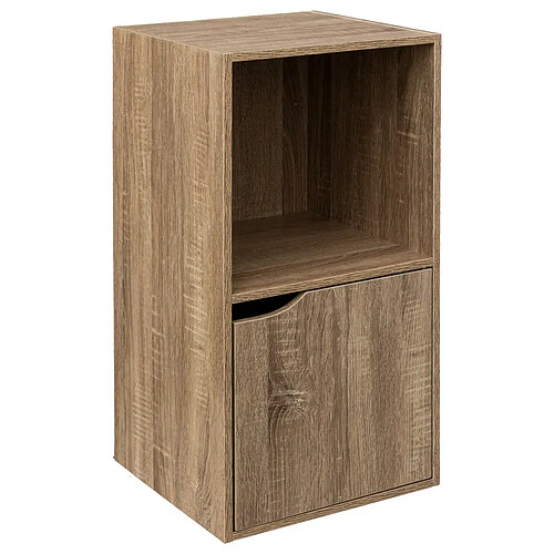 Pegane Meuble de rangement en MDF imitation bois coloris chêne - Longueur 34.4 x Profondeur 32 x Hauteur 67.6 cm