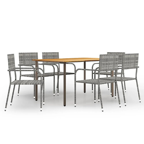 Salle à dîner de jardin 7 pcs,Table et chaise à manger Résine tressée Anthracite -MN35370