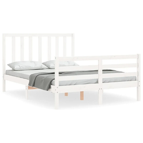 Maison Chic Cadre/structure de lit avec tête de lit pour adulte - Lit Moderne Chambre blanc 140x190 cm bois massif -MN66424