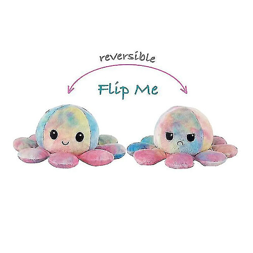 Universal Octopus réversible Plushie Double facette Doll Show Mood Mood Toyfull Rainbow