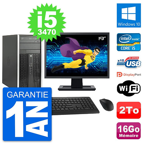 PC Tour HP 6300 CMT Ecran 19" i5-3470 RAM 16Go Disque Dur 2To Windows 10 Wifi · Occasion