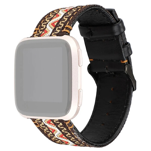 Wewoo Bracelet pour montre connectée en cuir véritable Fitbit Versa style ethnique Bohême