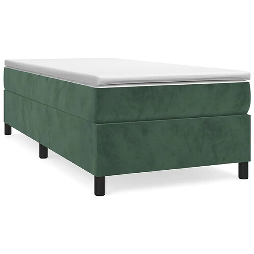 Maison Chic Structures de lit + matelas,Lit à sommier tapissier avec matelas Vert foncé 90x190 cm -MN12318