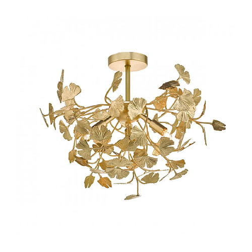 Luminaire Center Plafonnier Yadira Feuille d'or 4 ampoules 32cm