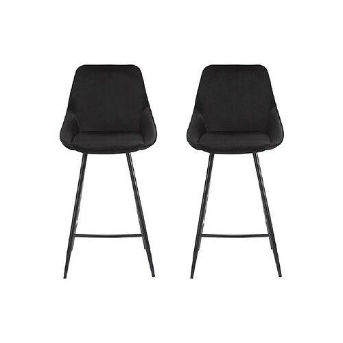 Vente-Unique Lot de 2 tabourets de bar - Velours - Noir - MASURIE