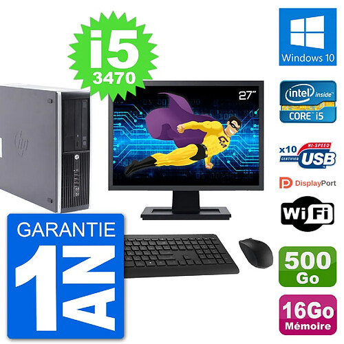 PC HP Compaq Pro 6300 SFF Ecran 27" Intel i5-3470 RAM 16Go 500Go Windows 10 Wifi · Occasion