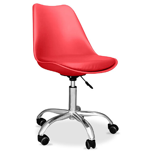 ICONIK INTERIOR Chaise de bureau Tulip pivotante à roulettes Rouge