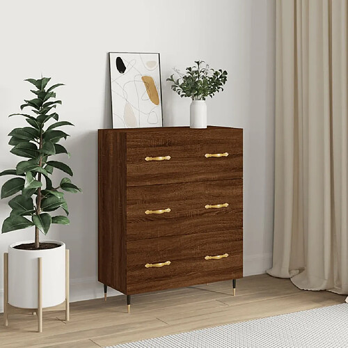 vidaXL Buffet chêne marron 69,5x34x90 cm bois d'ingénierie