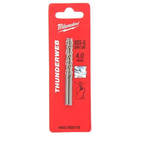 Pack de 2 Forets métal MILWAUKEE HSS-G THUNDERWEB 4.0 X 75MM 4932352352