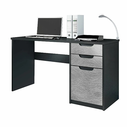 Mpc Bureau Noir Mat Et Aspect Métal Rugueux Mat  (lxhxp) : (129 X 76 X 60 Cm)