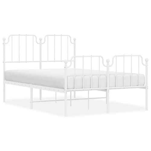 Maison Chic Cadre/structure de lit métal et tête de lit + pied de lit pour adulte - Lit Moderne Chambre blanc 120x190cm -MN77025