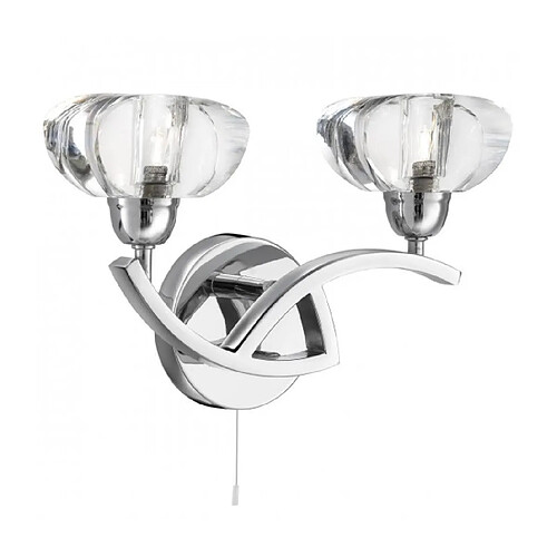 Searchlight Applique 2 ampoules Sculptured Ice, en chrome et verre