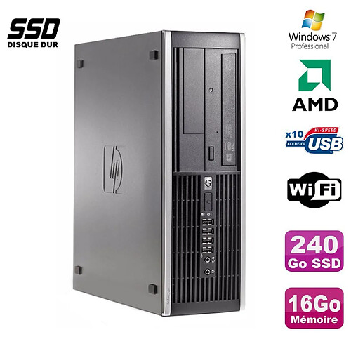 PC HP Compaq 6005 Pro SFF AMD 3GHz 16Go DDR3 240Go SSD Graveur WIFI Win 7 Pro · Occasion