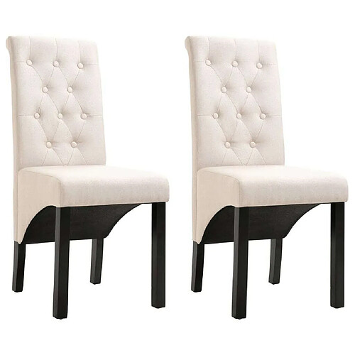 Maison Chic Lot de 2 Chaises à manger,Chaise pour cuisine,Solide Structure crème tissu -MN42425