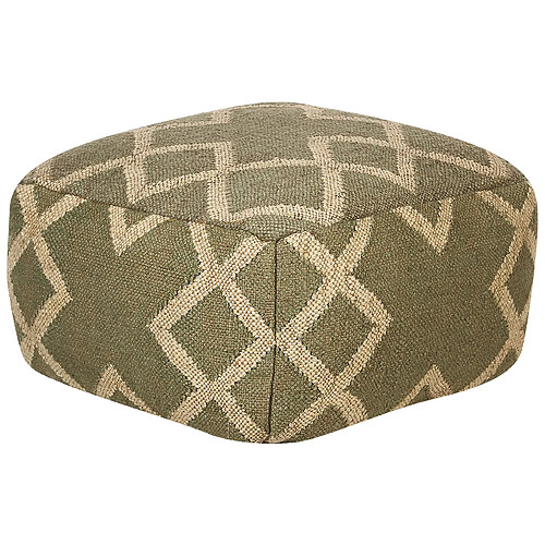 Beliani Pouf en jute vert et beige 50 x 50 cm GOPI