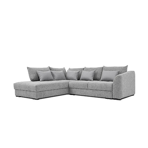 Courtois Laville Canapé d'angle gauche 5 places convertible tissu gris moyen - Elbe