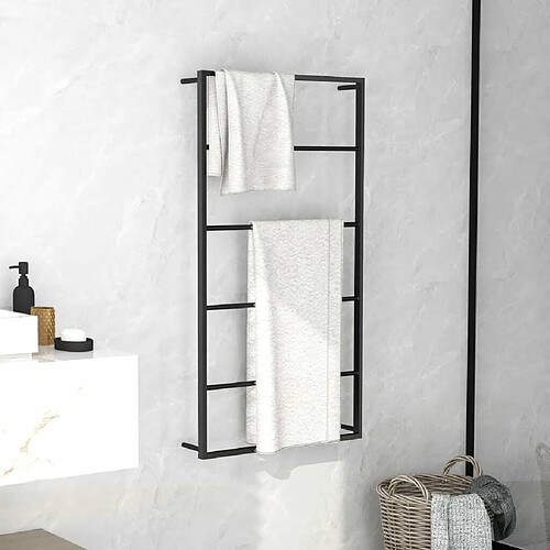 Maison Chic Porte-serviette mural,Étagère pour serviettes,Barre porte-serviett pour salle de bain Noir 60x10x116 cm Acier -GKD38970