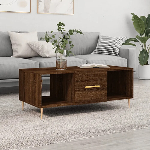 Maison Chic Table basse,Table Console Table d'appoint, Table pour salon chêne marron 102x50x40 cm bois d'ingénierie -MN83895